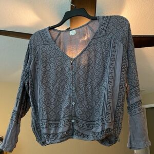 Geometric/Aztec Patterned Button-Up blouse